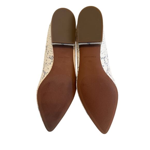 NWOT Cole Haan Pointed Toe Snake Leather Cream/Gray Flats 8B - Picture 2 of 8
